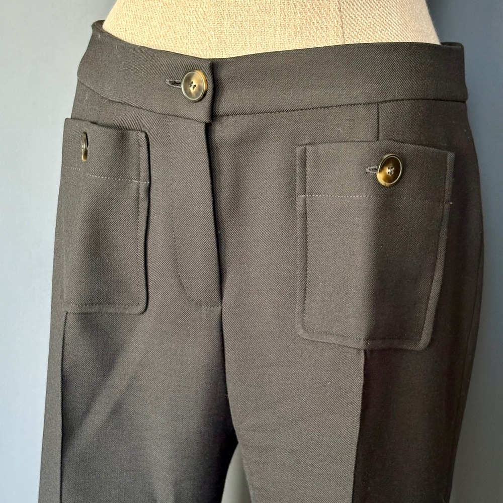 SEZANE Emilio Trousers | Size FR 38 - US 6 | Black Wool Blend - Wide Leg